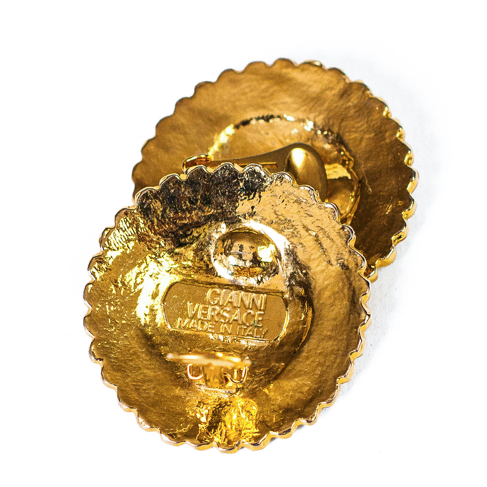 Image of Gianni Versace Gold Medusa Medallion Earrings