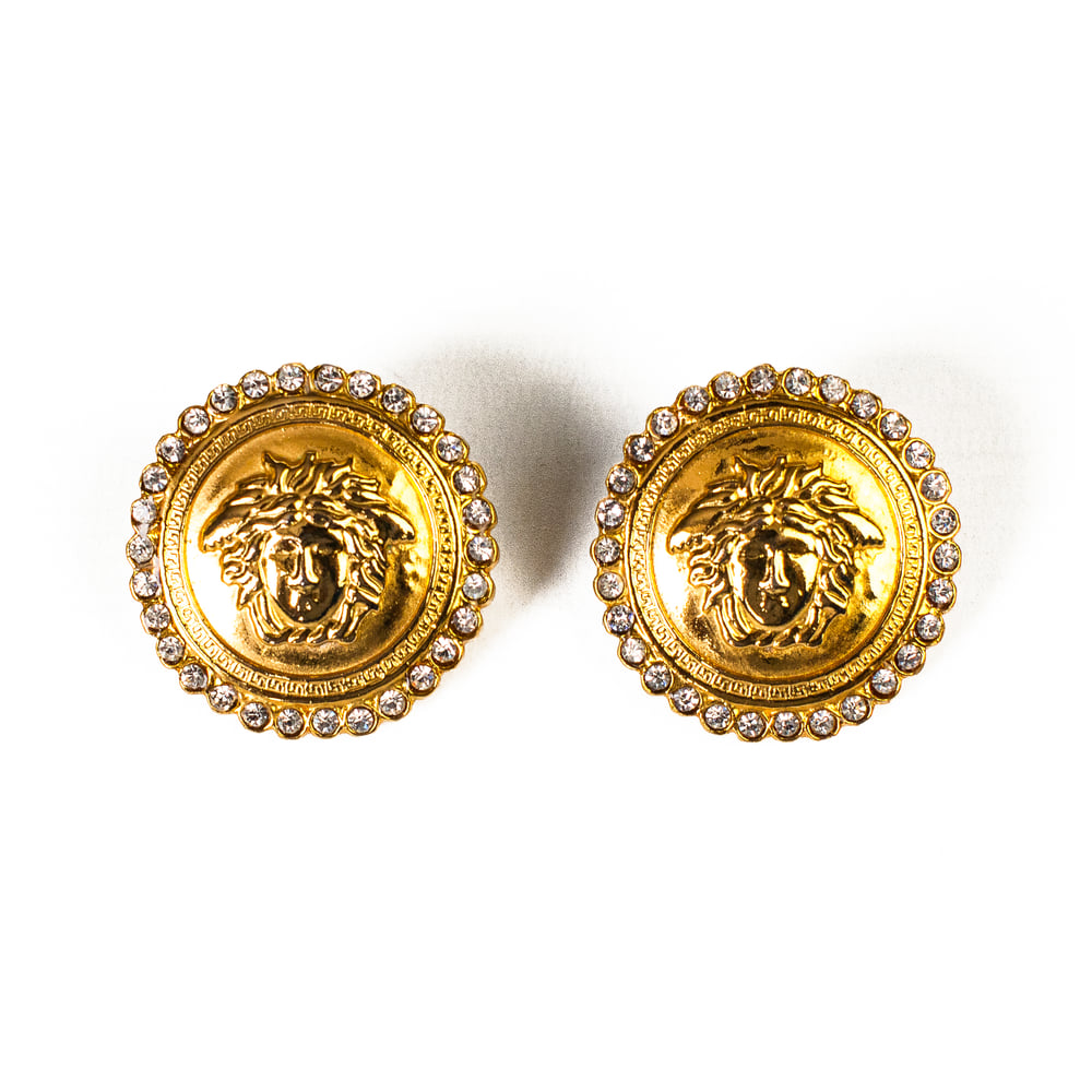 Gianni Versace Gold Medusa Medallion Earrings