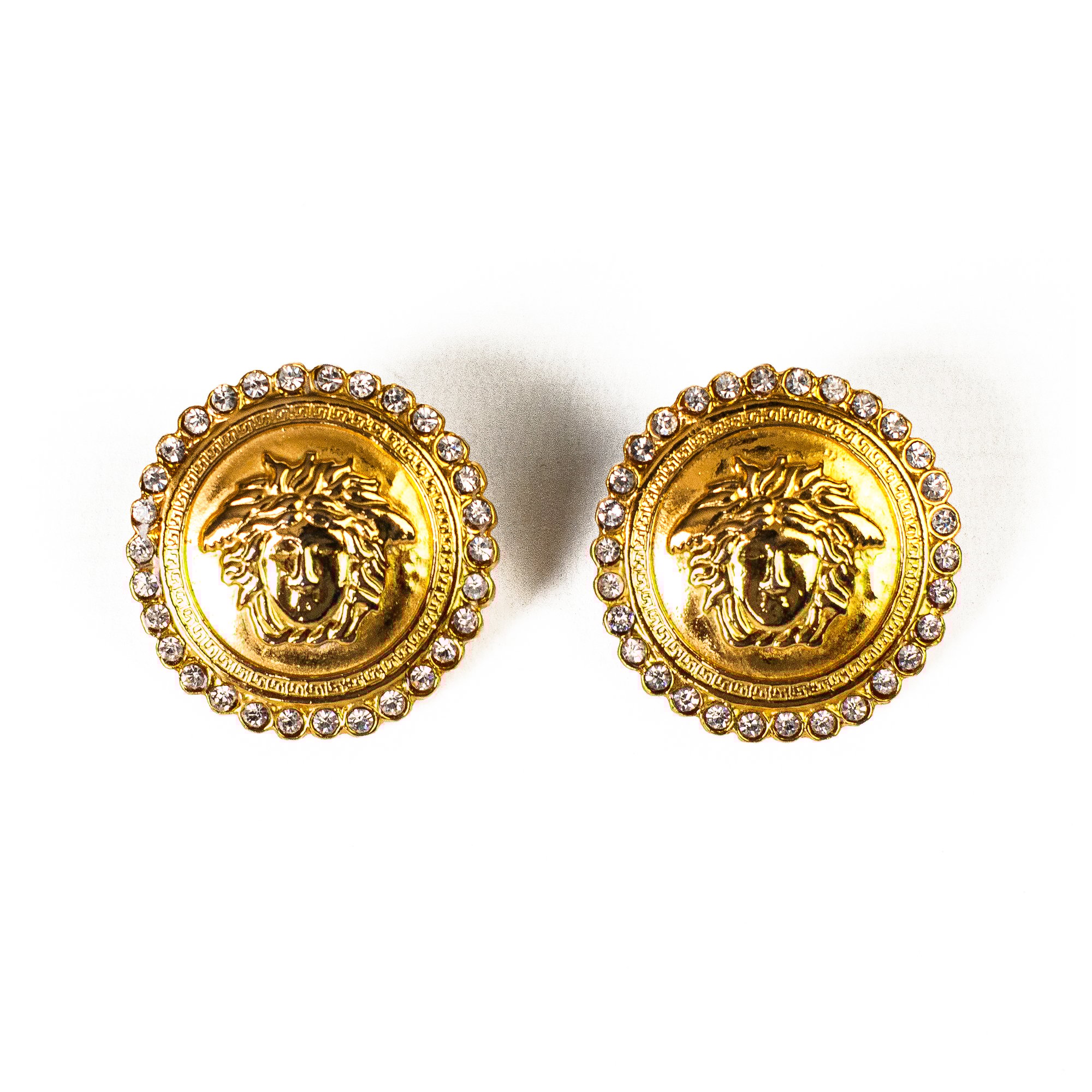Image of Gianni Versace Gold Medusa Medallion Earrings