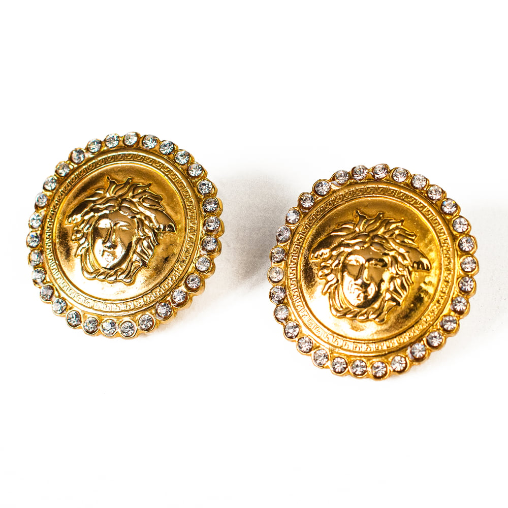 Image of Gianni Versace Gold Medusa Medallion Earrings