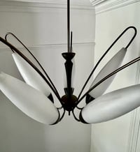 Image 4 of Brass Chandelier with Five Large Glass Shades (Reserved)