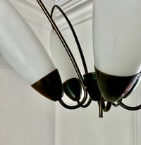 Image 3 of Brass Chandelier with Five Large Glass Shades (Reserved)
