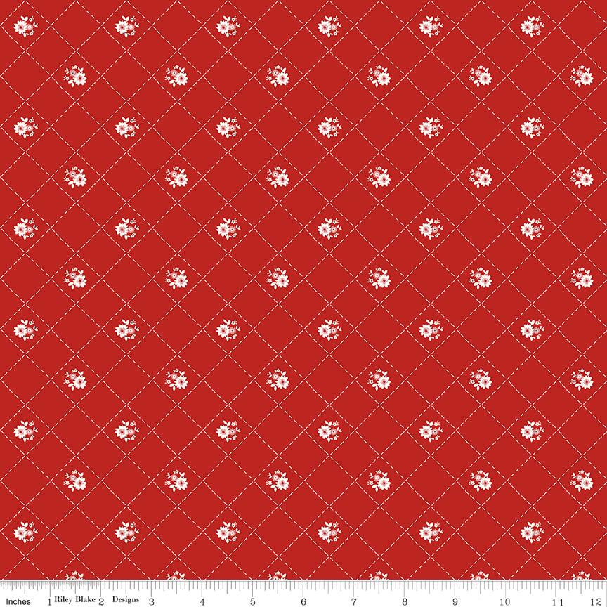 Image of Quilted Flowers Red from Red Hot Collection by Tasha Noel for Riley Blake Designs