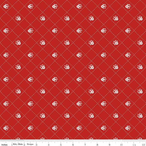 Image of Quilted Flowers Red from Red Hot Collection by Tasha Noel for Riley Blake Designs