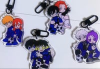 Image of BLUE LOCK  2.5 in acrylic charms ( isagi/bachira, reo/nagi, chigiri/kunigami, sae/rin )