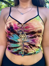Image 2 of TIE DYE SEED OF LIFE SLIT WEAVE TOP (free shipping)
