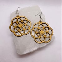 Image 1 of Seed Of Life Wood cut earrings 