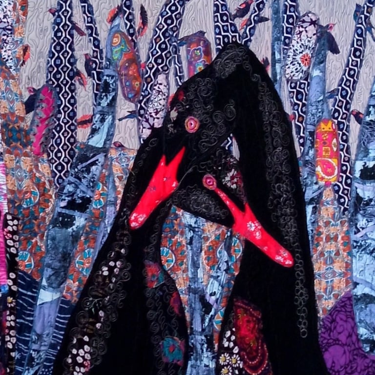 Large artwork - "Black Swans", 123x54 cm Image 4