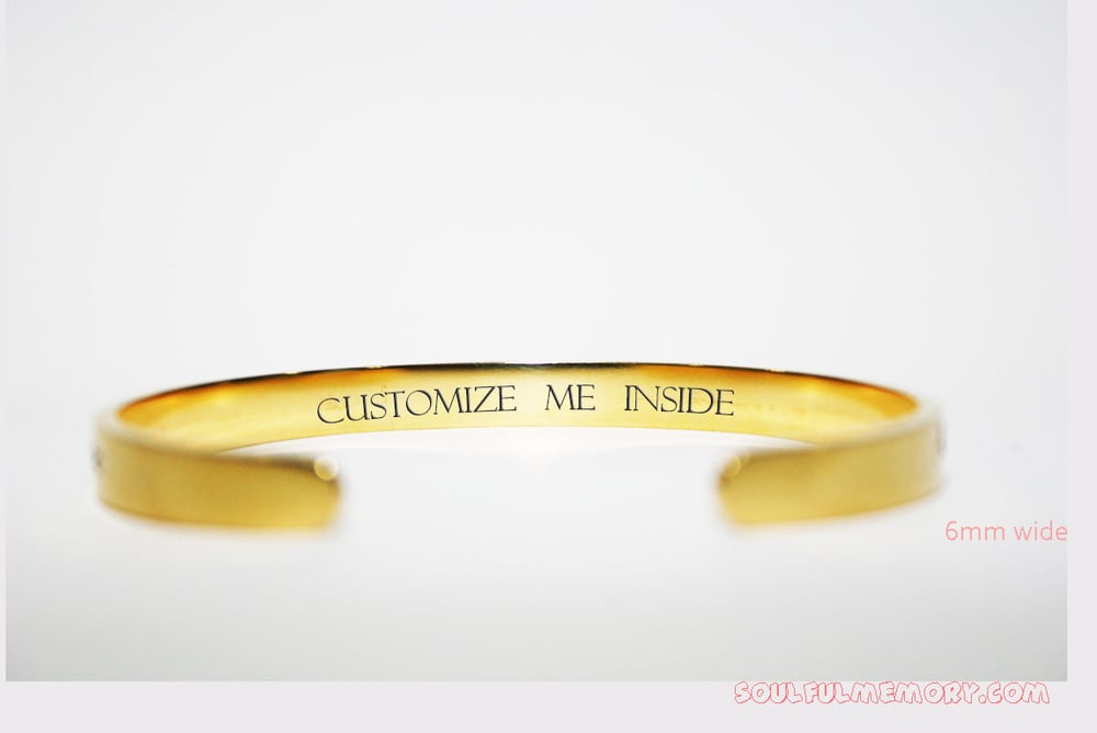 Image of Secret Message Personalized Cuff Bracelet, Engraved Bracelet for Women