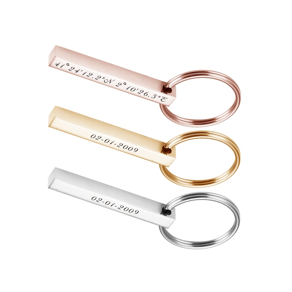 Image of Custom Engraved Bar Pendant Keychains