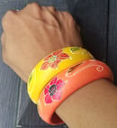 Image 4 of Vintage Puffy Floral Chunky Bangle Set- Mango Lemonade