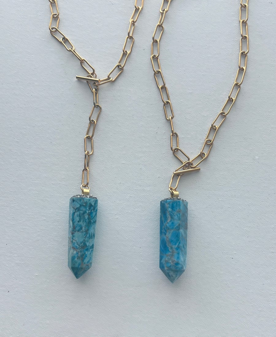 Image of BLURAY • Apatite Aqua Crystal Necklace