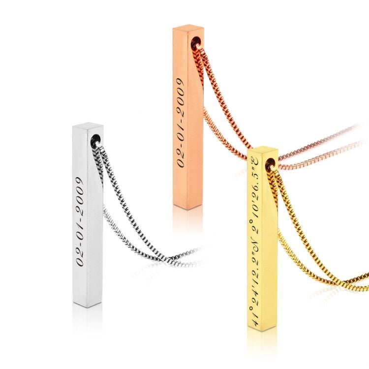 Image of Custom Engraved Bar Pendant Necklace