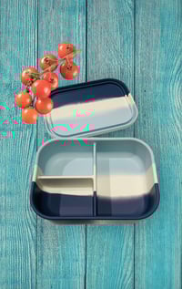 Image 1 of Silicone Bento 3 Lunchbox Ocean Wave