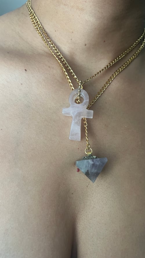 Image of BLOOME • Purple Fluorite Pyramid Drop Necklace