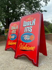 Image 1 of Walk Ins Welcome Sandwich Board Bright Red