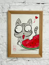 Cats Eating Watermelons