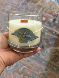 Image 3 of Bee Wax Stamp Wooden Wick Soy Candle 