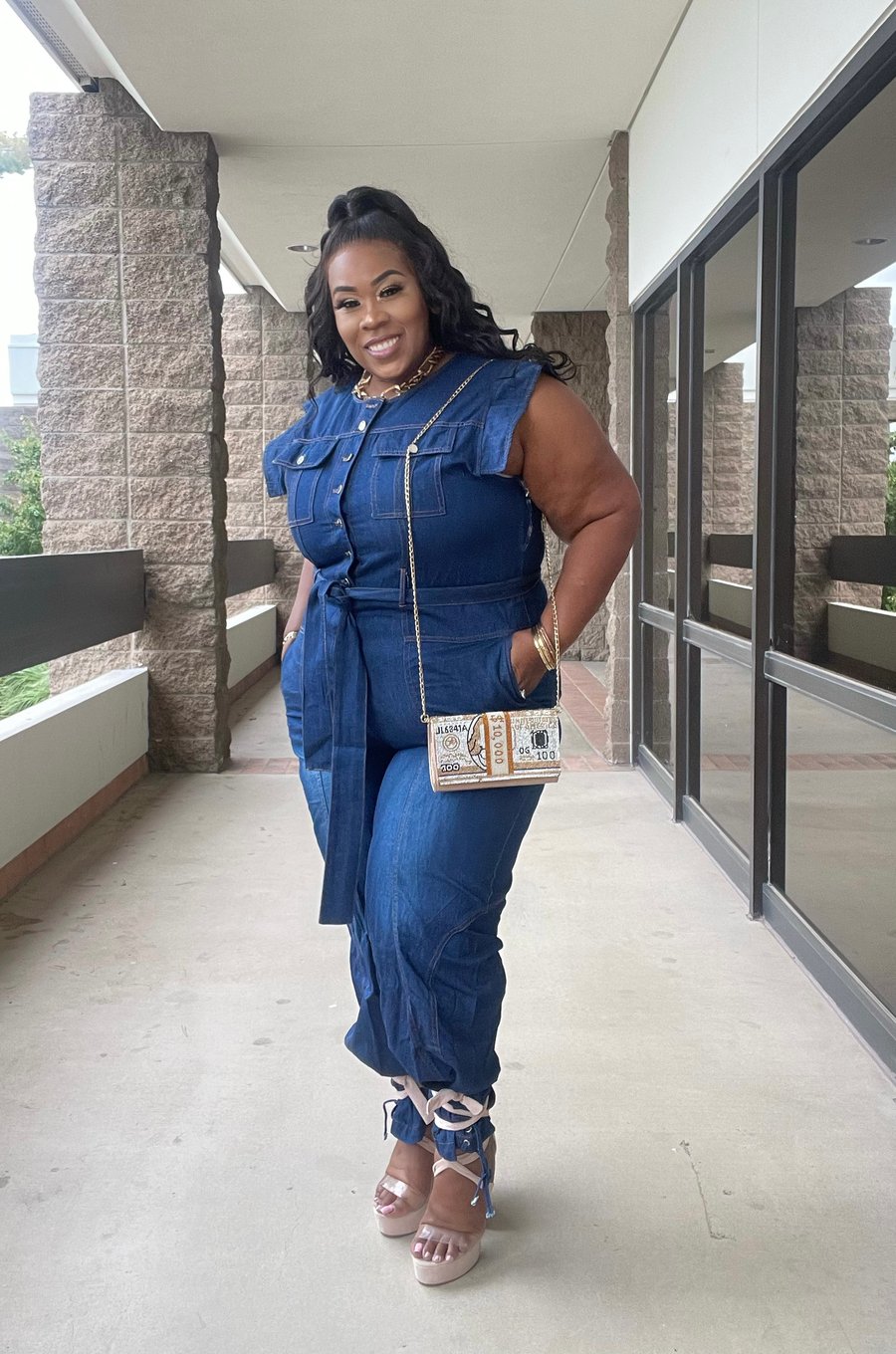 Image of 3PACK DARK DENIM BUTTON DOWN DENIM JUMPSUIT