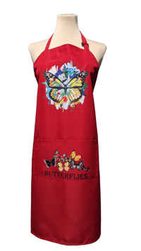 Image 1 of Beautiful Butterflies Apron (red)