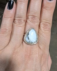 Image 1 of white buffalo turquoise ring size 8.25