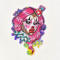 Image 1 of Clown cutie 5 glitter sticker