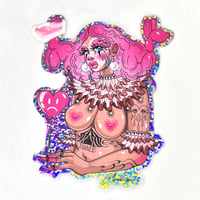 Image 1 of Pretty in pink clown babe glitter sticker