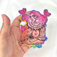 Image 2 of Pretty in pink clown babe glitter sticker