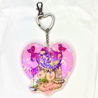 Image 2 of Jumbo pretty in pink clown babe holographic keychain