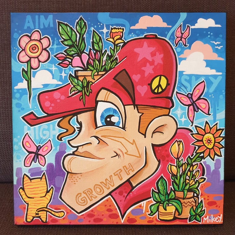 Image of Pot head. Acrylic painting 