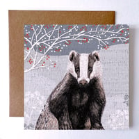 Image 1 of WINTER BADGER GREETING CARD