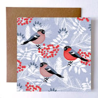 Image 1 of BULLFINCH TRIO GREETING CARD