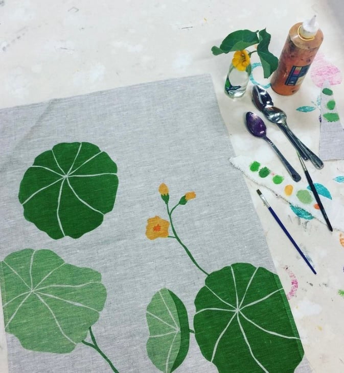 Image of Floral painting on fabric at KinshipKitchen Armadale NSW Sat & Sun Oct 14 & 15 