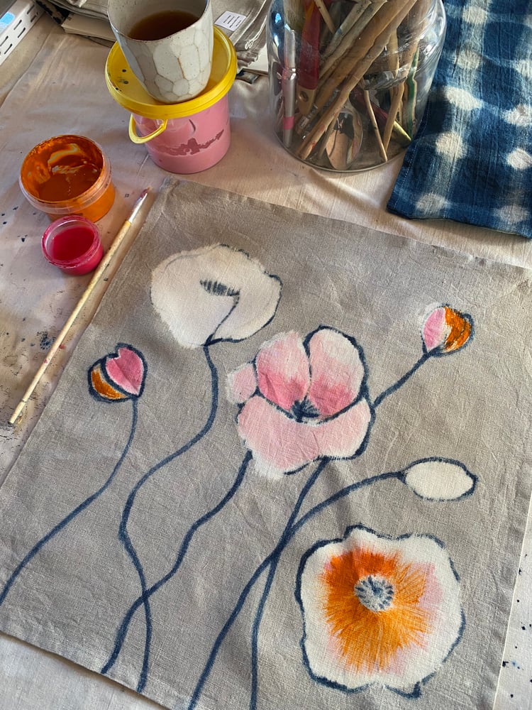 Image of Floral painting on fabric at KinshipKitchen Armadale NSW Sat & Sun Oct 14 & 15 