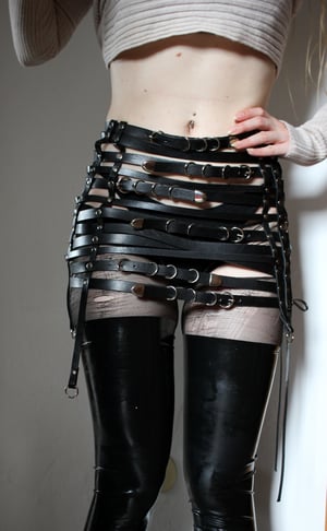 Image of Buckled skirt in black fauxleather (Size S- M )