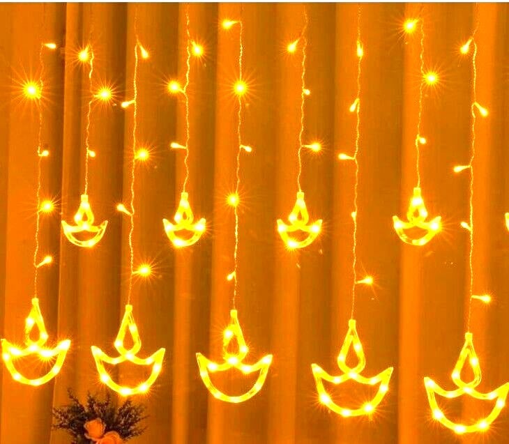 Image of Diwali Diya Decoration Hanging LED Flame Shape Lights