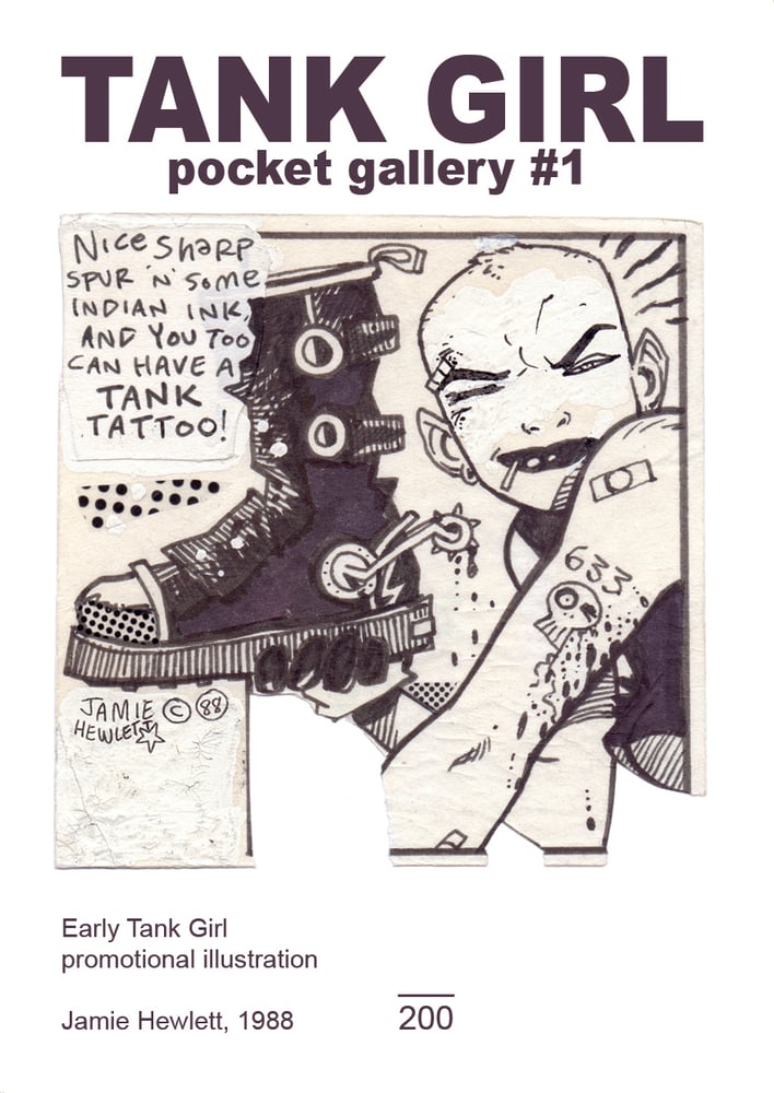 Image of TANK GIRL POCKET GALLERY #1 JAMIE HEWLETT MINI GICLEE ART PRINT with COA and bonus trade card