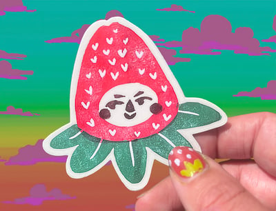 Image of Ready to ship Strawbaby 3”x3” Vinyl Sticker