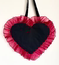 Image 3 of Black Heart Bag with Red Tulle Ruffle – Valentine’s Edition