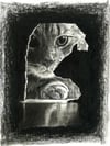Cat and Mouse - Charcoal on White Paper - 8x10