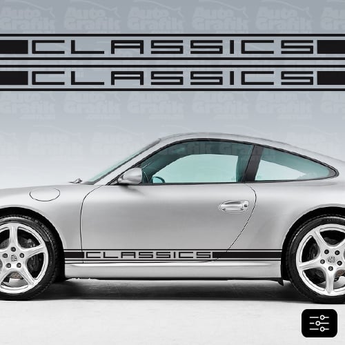 Image of CLASSIC-S TYPE 997 SIDE SCRIPT DECAL SET - YOUR CUSTOM TEXT