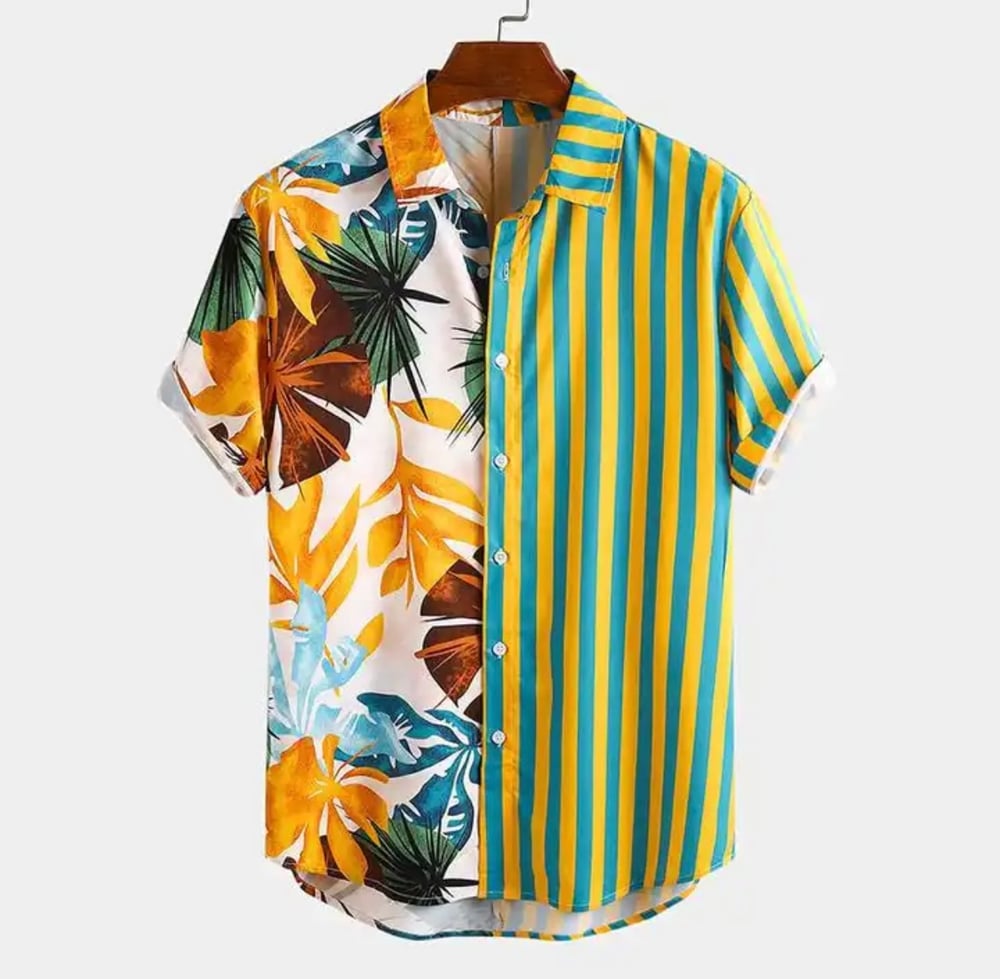 TROPICAL PRINT PATTERN SHIRT YELLOW