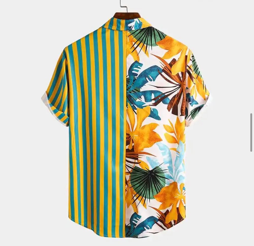 TROPICAL PRINT PATTERN SHIRT YELLOW