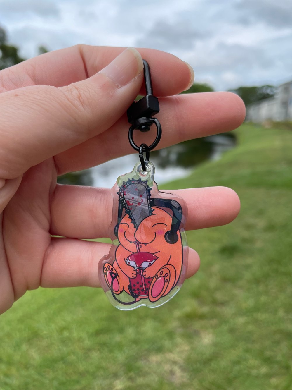 Image of Chain Saw Dog Plush Pillow & Acrylic Keychain