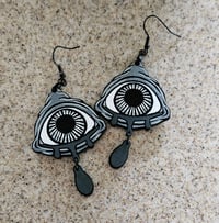 Image 2 of Monster Eye Hand-painted Black and White Horror Earrings