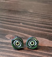 Image 3 of Many Gazing Eyes Layered Psychedelic Wooden Hand-painted Statement Necklace