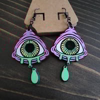 Purple Monster Eye Hand-painted Horror Earrings