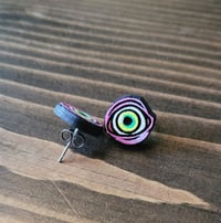 Image 5 of Many Gazing Eyes Layered Psychedelic Wooden Hand-painted Statement Necklace