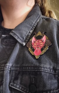 Image 5 of Hellcat large 3" enamel art pin