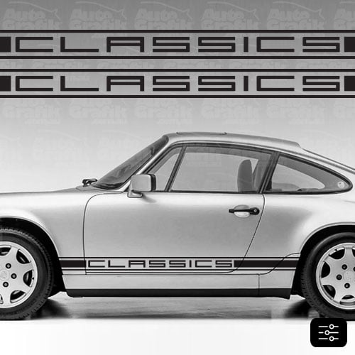 Image of CLASSIC-S TYPE 964 SIDE SCRIPT DECAL SET - YOUR CUSTOM TEXT